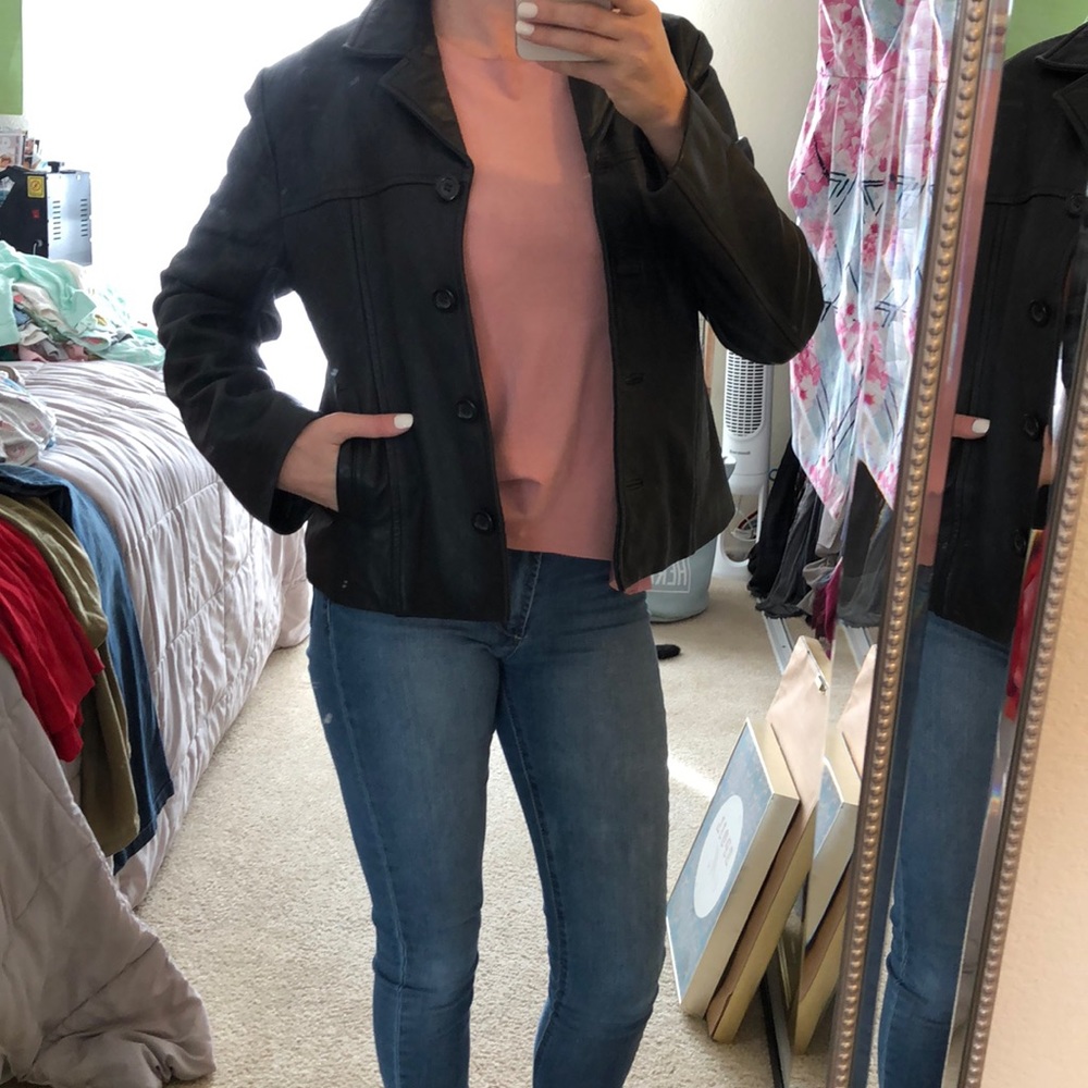 IZZI 100% genuine leather black leather jacket